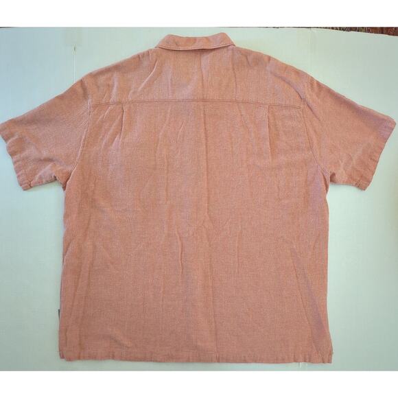 Woolrich Woven Orange Pap 100% Cotton Button Up Short Sleeve Shirt Men Size XXL - Picture 8 of 8